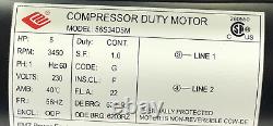 5hp Compressor Duty Electric Motor, 56hz Frame, 3450 Rpm, 7/8 Shaft Diameter