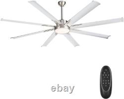 72 Inch Industrial DC Motor Ceiling Fan with LED Light, ETL Listed Damp Rated In