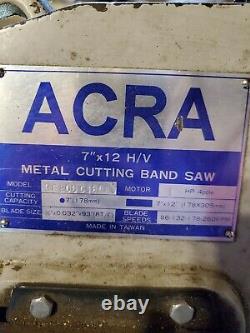 ACRA Industrial Metal Cutting Band Saw Horizontal Blade 7 x 12 Movable Blade