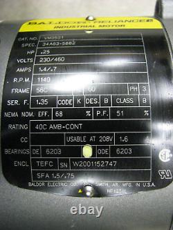 BALDOR Industrial Motor VM3531 1/4hp 1140rpm 230/460v 3phase