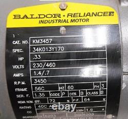 BALDOR RELIANCE KM3457 INDUSTRIAL MOTOR. 33HP 3450RPM FR56C With BLOWER FAN