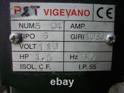 B&T Vigevano 504 Electric Motor, 1.5 HP, 1080 RPM, 110 Volt, Tipo 6