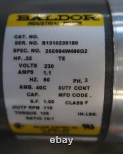 Baldor 0.25 hp Industrial Electric Motor with 151 Gear Reducer