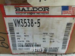 Baldor VM3538-5 Electric Industrial Motor. 5HP 1725RPM 575V 3PH 56C Frame 5/8Sh