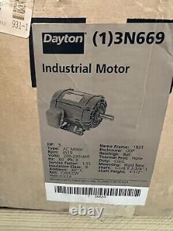 Dayton 3N669A, Industrial Motor, 5 HP, 3515 RPM, 200-230/460 V, 60 HZ, 3 Phase
