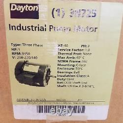 Dayton 3N725 Industrial Pump Motor, 3PH, 1HP, 3450 RPM, 208-220/440V, TEFC