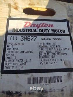 Dayton Tri-Volt Industrial Duty Three Phase Motor 3N677A 2HP 1150 RPM NOS