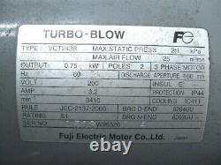 Fuji Electric motor Co Turbo Blow VCT243B 0.75 Kw 1 HP 200V 3-phase 25m3/min