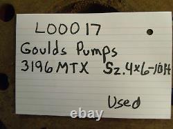 Goulds Pump Model 3196MTX, size 4x6-10H. Industrial Centrifugal Pump