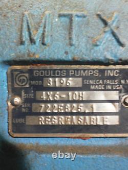 Goulds Pump Model 3196MTX, size 4x6-10H. Industrial Centrifugal Pump