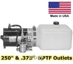 Hydraulic DC Power Unit Pump, Motor, Poly Reservoir 3 Way Release. 86 Gal