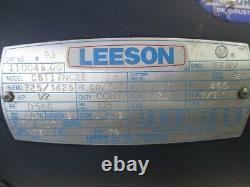 Leeson 1/2 HP Industrial Electric Motor, Fr D56c, RPM 725/1425, #34137g New