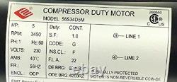NEW 5HP COMPRESSOR DUTY ELECTRIC MOTOR, 56HZ FRAME, 3450 RPM, 7/8 Black