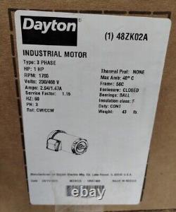 New. Dayton 48ZK02A, 3 Phase, 230/460V, 1 HP 1765RPM, INDUSTRIAL General MOTOR