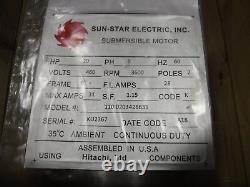 Sun-Star Electric/Hitachi 6 20HP 3-Phase 460 V 3600 RPM Submersible Motor (NEW)
