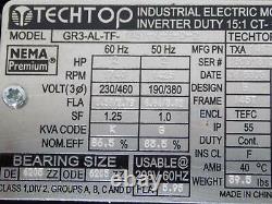 Techtop 2hp 1740rpm Industrial Electric Motor Gr3-al-tf-145t-4-b-d-2 Nib