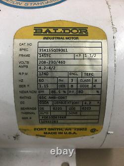 Used-BALDOR-Electric Motor 1.5 HP-3-PHASE-BAKING-INDUSTRY-STANDARD 35R155Q090G1