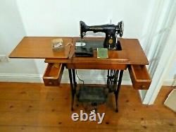 Vintage 201k Semi Industrial Singer Treadle Sewing Machine With Electric Motor