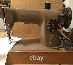 Vintage Electric Singer 201K Semi Industrial Sewing Machine with Motor And Case