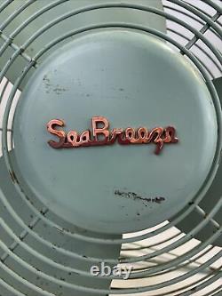 Vintage Seabreeze Electric Floor Fan 20 Turquoise Mid Century Industrial NICE