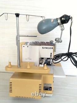 Vintage Singer 14U13 4-thread Serger Working motor, pedal, lamp For Parts/Repair
