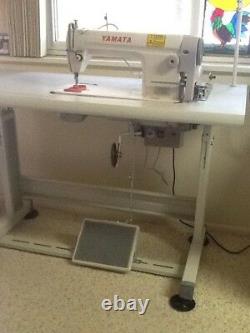 Yamata FY8500 Sewing Machine with table and Servo Motor. Single needle lockstitch