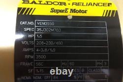 Baldor Electric VEM3550 1-1/2 HP 3500 RPM 208-230/460VAC Moteur à usage général.