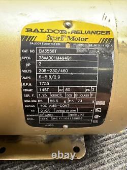 Baldor Em3558t Moteur Électrique Industriel HP 2, 208-230/460amps, 1755 RPM