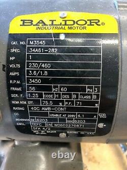 Baldor Motor 1hp 230 460v 3.6 Amp Phase3 3450 RPM M3545 Électrique Industriel 5/8