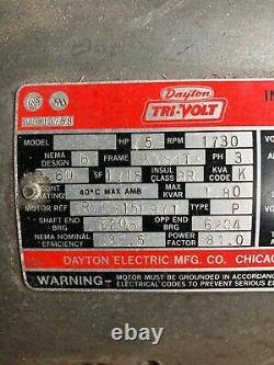 Dayton Tri-volt Moteur Électrique Industriel Duty 5hp Utilisé