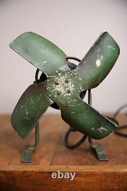 Moteur de ventilateur de bureau vintage GM industriel vert à poser sur table Pièces à réparer