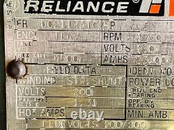 Reliance 5 HP DC Moteur Électrique 1750 RPM 180 VDC 23.00 Amp Dc2112atcz Cadre