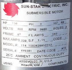 Sun-star Electric/hitachi 8 150 HP 3-phase 460 V 3600 RPM Ss Submersible Motor