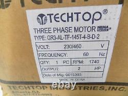 Techtop 2hp 1740rpm Moteur Électrique Industriel Gr3-al-tf-145t-4-b-d-2 Nib