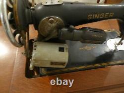Vintage 201k Semi Industrial Singer Treadle Machine À Coudre Avec Moteur Électrique