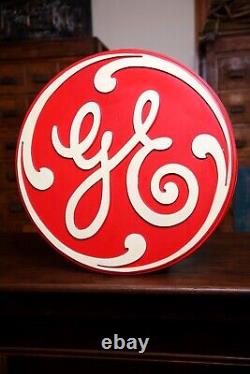 Vintage General Electric Enseigne De Moteur Industriel Bâtiment Plaque Rouge Ventilateur En Plastique